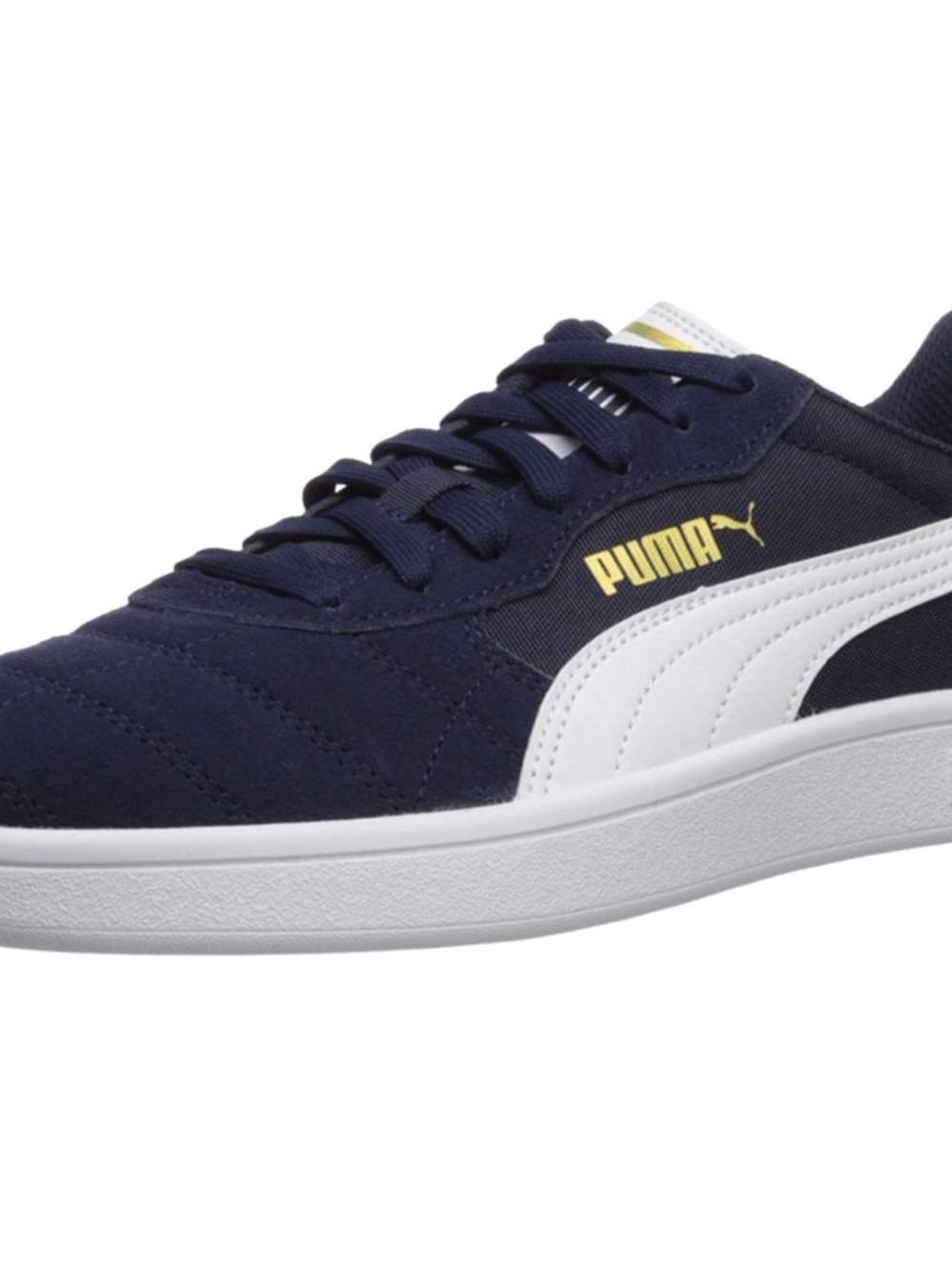 Puma Men's Navy and White Low-Top Sneakers with Gold Logo Size 7.5